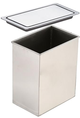 ASumPio Contenedor De Basura Cuadrado De Metal Empotrado, Tapa De Acero Inoxidable Al RAS, Contenedor De Basura Integrado, Tapa Oculta para Encimera De Cocina O Restau,Large-Single Barrel