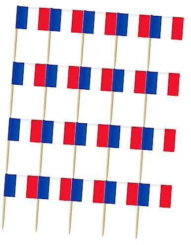 ULTECHNOVO 200 Pièces Cure-Dents en Bois Drapeau Pays pour Décoration de Fruits et Garnitures pour Cocktails, pour Fêtes et Soirées en Famille