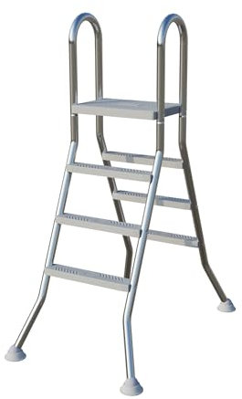 PEILU Scala per piscina in acciaio inox con corrimano, piattaforma antiscivolo e piedini in gomma, 3 gradini, per piscina, scale, carico 150 kg, per piscina e barche (altezza 165 cm)