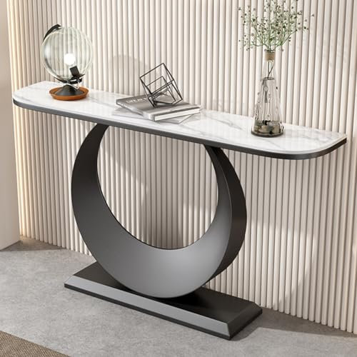 Consolle a Forma di Mezzaluna, tavolino Moderno da 120 cm Dietro Il Divano, Tavolo d'ingresso Lungo in Metallo, Tavolo da Ingresso per Soggiorno, Camera da Letto (Colore: Nero 1)