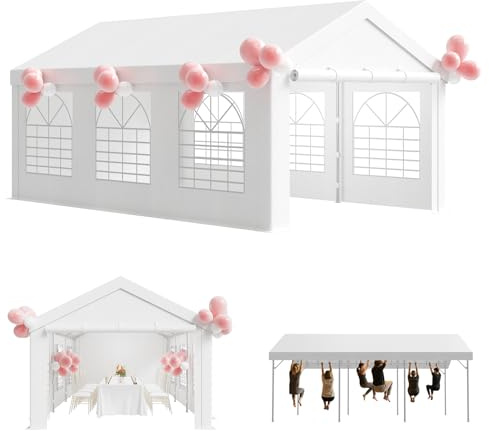 Airfish Pavillon 3x6 UV 50+,Partyzelt 3x6 Wasserdicht Stabil Winterfest, Gartenpavillon mit Metall Gestell, Verwendung für Gartenpartys, Pavillon Urlaubsfeiern, Hochzeiten, Marktstände, Weiß