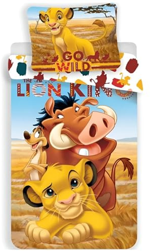 Disney „König der Löwen“ Bettwäsche-Set für Baby & Kleinkinder (100 × 135 cm + 40 × 60 cm) – 100% Baumwolle – Offizielles Lizenzprodukt