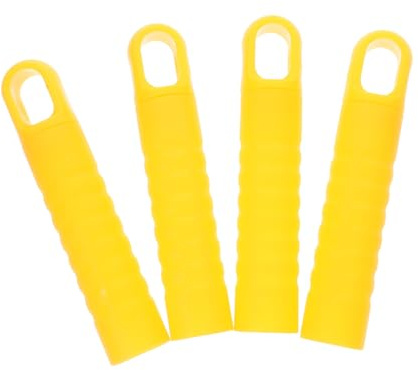 KOCKSHION 4pcs Yellow 25mm Diameter Plastic Mop Handle End Caps Hanging Hole Broom Rod Handle Grips Replacement Sweeper Sleeve for Cleaning Tools