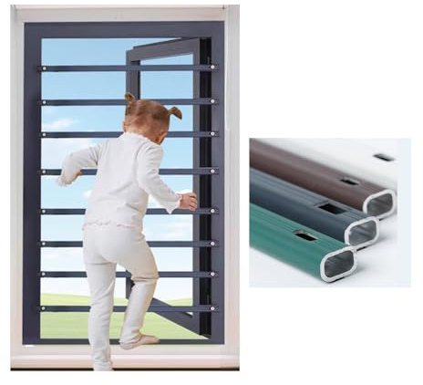 LVLDAWA Barra Sicurezza Finestre, Barra Sicurezza Anticaduta in Alluminio Finestre, Protezioni Sicurezza Temporanee per Finestre per Camera Letto(55cm)