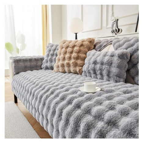 Plüsch Sofabezug Weiche,Sofa Überzug Anti Rutsch,Light Gray,110x240cm | Warm halten,Waschbar Sofaüberwurfe Sofadecke, für U Form L Form,1/2/3/4 Sitzer Couch Überzug, Dekoratives Sofa