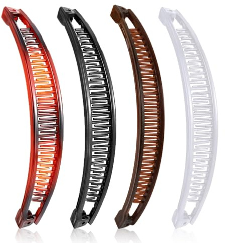 Banana Clip 4er Set - Leicht und Strapazierfähig Haarklammer für Langes, Lockiges oder Glattes Haar, Dekorative Haaraccessoires Damen, Feste Stärke, 4-Farben Bananenspange Kombination