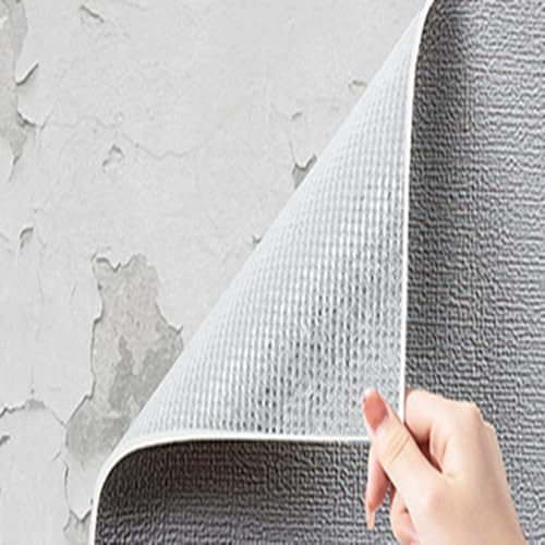 Rouleau Isolant Thermique Autocollant- Imperméable et Anti-humidité, Papier Peint Mural 3D, Revetement Mural Adhesif PVC - Texture Lin, Masquer Les Imperfections(Gris,50 x 300 x 0.3 cm)