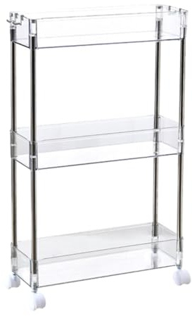 BESPORTBLE Carrello Portaoggetti da Cucina a 3 Ripiani con Ruote Trasparenti in Pet Scaffale Mobile Salvaspazio per Organizzazione e Conservazione di Spezie Snack e Utensili per Cucina e