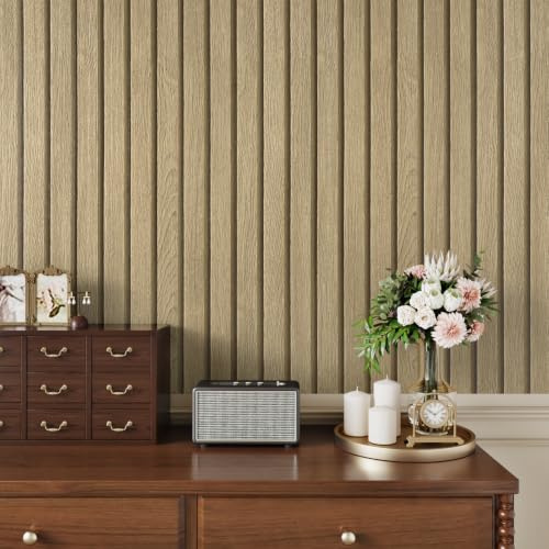 Skyblur Wood Panel Wallpaper Self Adhesive Sticky Back Plastic Peel and Stick Wallpaper for Bedroom Living Room Wood Effect Vinyl Self Adhesive 30x300cm Oak Vinyl Wrap for Furniture Panel Effect