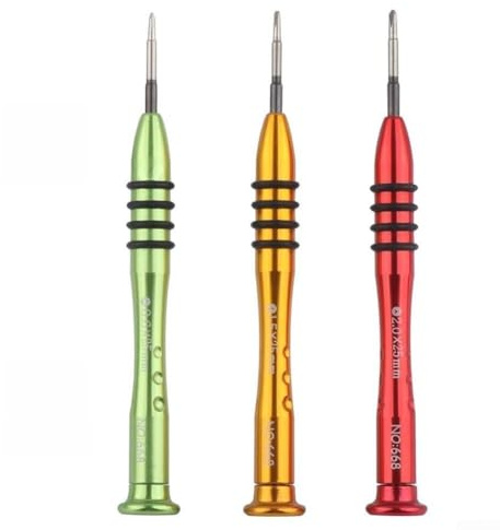 Juego de 3 destornilladores triwing Y000 Y0 Y2 para reparación de interruptores de reloj inteligente de teléfono, puntas de acero duro de 0,6 mm, 1,5 mm, 2,0 mm con tapa giratoria