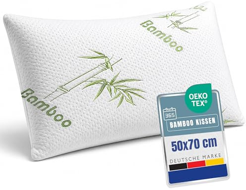 Orthopädisches Kissen | 50x70 cm | Bambus Kopfkissen mit abnehmbarem Bezug | Memory Foam Kissen für optimale Kopf und Nackenunterstützung - Natürlich antibakteriell & geruchsneutral