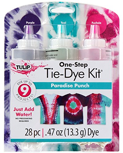 Tulip One-Step Batik-Set mit 3 Farben, einfache Techniken, lebendige und permanente Stoffdesigns, Batikfärbung, Paradiesstanzer, Farben: Lila, Blaugrün, Fuchsia