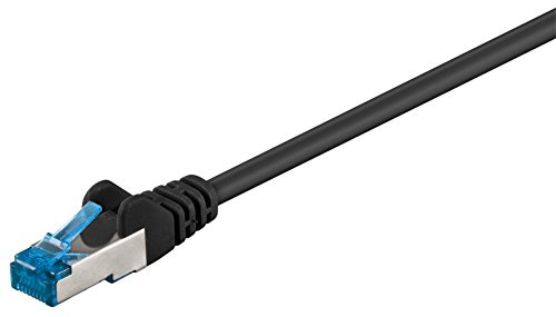 Goobay 92704 - Câble patch Ethernet CAT 6a - Double blindage - S-FTP jusqu'à 10 000 Mbit/s - 500 MHz - Câble en cuivre sans halogène - Fiche RJ-45 - Contacts plaqués or - 15 m - Noir