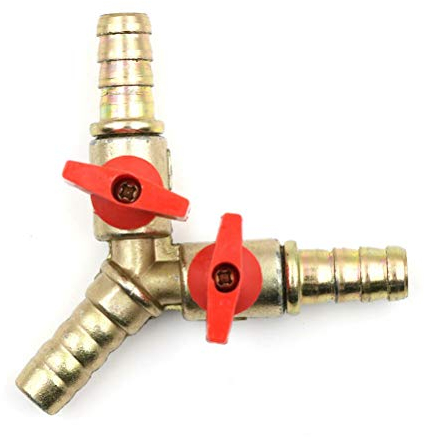 TOOLSTAR Valvola a sfera in ottone, 8 mm, 3 vie, valvola a sfera a Y, raccordo per tubo scanalato, adattatore per acqua, gas, olio (confezione da 1)