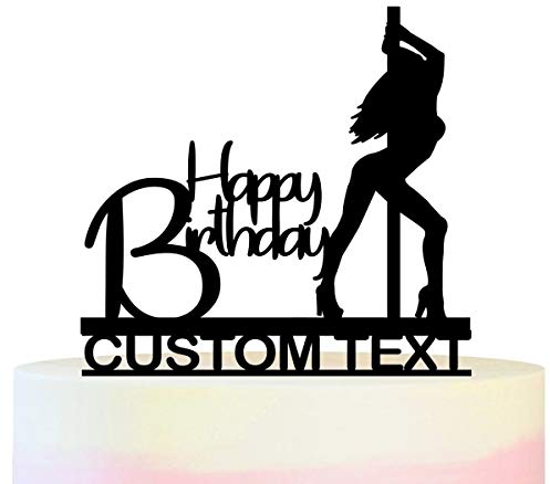 Innovedesire Personalisiert Sie Ihren Namen Happy Birthday Sexy Pole Dance Girl Kuchenaufsätze Hochzeit Geburtsta Acryl Dekor Cupcake Kuchen Topper Stand für Kuchen Party Dekoration 11 Stück
