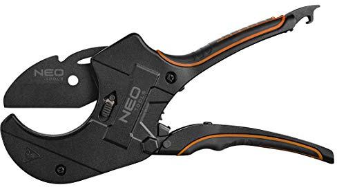NEO TOOLS Rohschneider für Kunststoffrohren aus PCV, PP, PE | Schneideklinge aus Stahl SK5-62 | Ideal für Trennen und Zuschneiden von Rohren auf Baustellen, für Renovierungs- oder Sanierungsarbeiten
