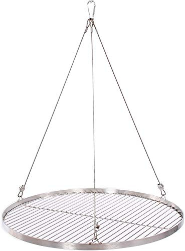 50 cm Grillrost Edelstahl für Schwenkgrill 3 Bein BBQ Grillstab 4 mm Rost mit Seil (höhenverstellbar)14 mm Stababstand