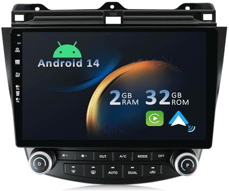 YUNTX Android 10 Car Radio Fits Honda Accord (2003-2007) - 10.1 Inch - 2G+32G - Free Rear Camera - GPS 2 Din - Supports DAB+ / Steering Wheel Control / WiFi / Bluetooth / CarPlay / 4G / Mirrorlink