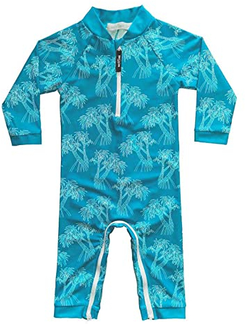 weVSwe Traje De Baño con Protección Solar para Bebés Y Niños Pequeños con Cremallera En La Entrepierna Traje De Baño Azul Pavo Real 6-12 Meses