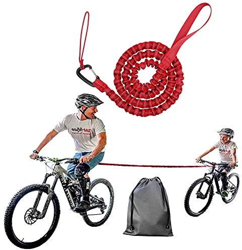 TeTupGa Bicycle Tow Rope Belt Strap Mountain Bike Parent-Child Pull Reflective Traction Portable Outdoor MTB Elastic Bicycle For Adult Kids Children (Red)