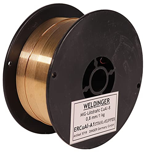 WELDINGER MIG-Lötdraht CuAl8 0,8 mm 1 kg 100er Rolle für höherfeste Stähle im Karrosseriebau (Kleinrolle D100 MIG/MAG Schweißen MIG Löten)