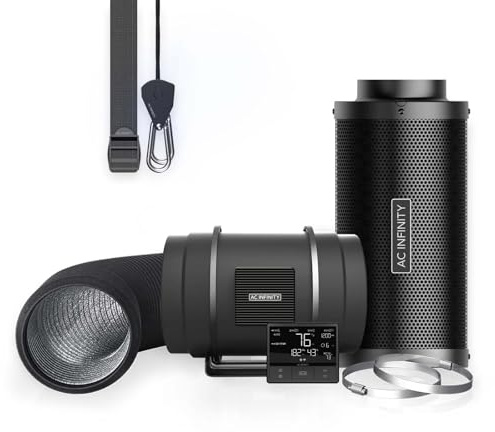 AC Infinity Air Filtration PRO Kit 200mm, Inline Fan, Temperature Humidity | VPD Controller WiFi App Control, Carbon Filter Ducting Ventilation System for Grow Tents Hydroponics, Indoor Gardening 8-Inch