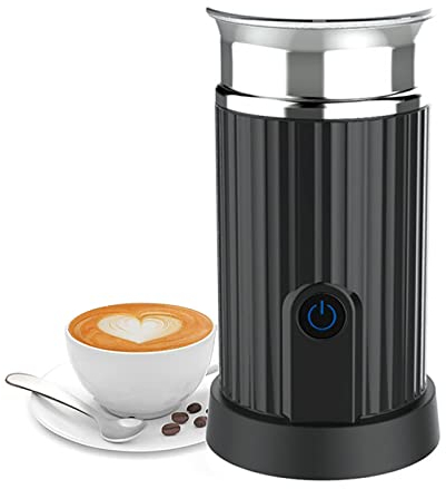 HMTE Automatic Milk Frother and Warmer,Electric Milk Foamer,Hot and Cold Foam Maker,Coffee Frother,Four in One Function,for Coffee,Hot Chocolates,Latte,Cappuccino,Black