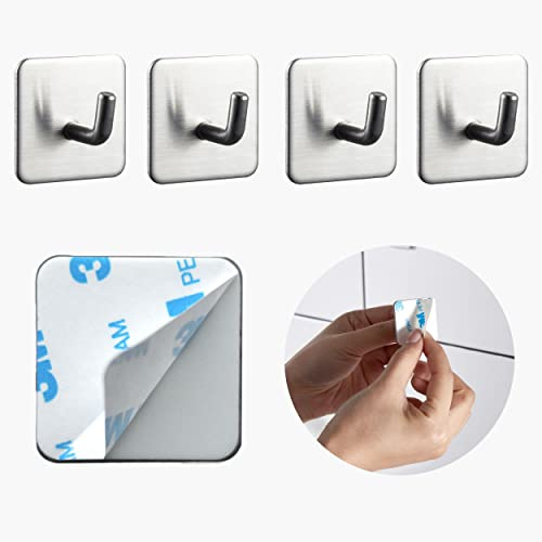 DEKAZIA® Klebehaken Bad | Wandhaken Edelstahl gebürstet Haken selbstklebend Handtuchhaken Küchenhaken selbstklebende Haken Handtuchhalter ohne Bohren Kleiderhaken selbstklebend Handtuch Haken Küche | Handtuchhaken, Küchenhaken, Kleiderhaken, Handtuchhalter, Garderobenhaken, gebürstet, für die Küche