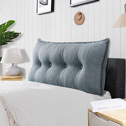 Rucener Groß Lendenkissen Rückenlehne Großes Leinen Bücherkissen Lesekissen Groß Wandkissen Rückenkissen Bett Lesekissen Groß Lesekissen Lendenkissen Grau 120 cm