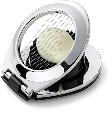 Egg Slicer 2 in 1 Egg Cutting Tool with Stainless Steel Cutting Wires and Black Base (Black)