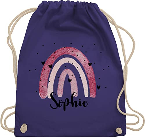 Turnbeutel Rucksack - Boho Regenbogen I Boho Rainbow - Unisize - Lila - kindergarten beutel kindergartenbeutel name kita stoffbeutel sportbeutel schule wäschebeutel für kinder bohemian