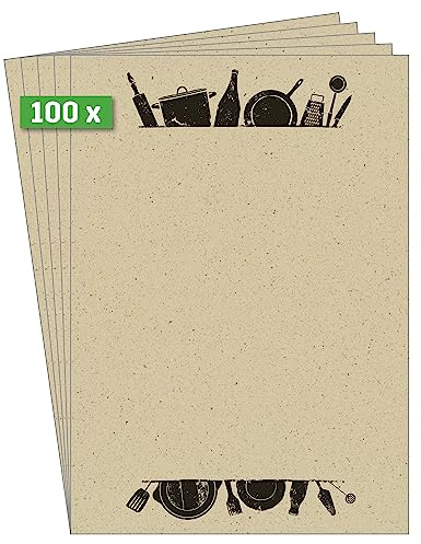 SIGEL Speisekartenpapier Kitchen Utensils DIN A4 100 g 100 Blatt | DP617, Graspapier mit Küchenmotiv für Gastronomie und Menükarten