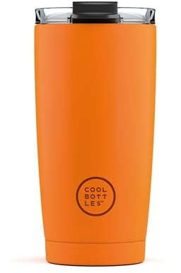 Cool Bottles - Tumbler - Bicchiere Termico in Acciaio Inossidabile - 550 ml - Vivid Orange - Tazza da Caffè - Coperchio Ermetico - Bevande Fredde 10 ore e Calde 5 ore - Finitura Antimacchia
