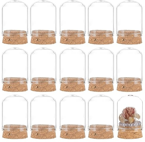 BENECREAT 30 Packung 15 ml Glasflaschen, 39x30mm Glasglocken-Dekorationsflaschen mit Korkstopfen Für Partygeschenke, Kunstprojekte, Heimtextilien