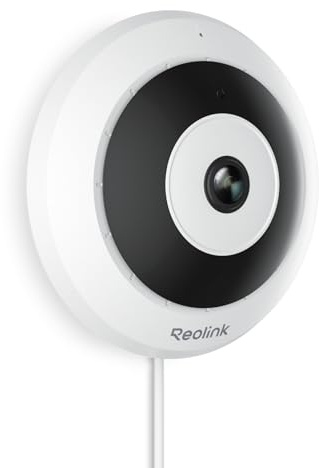 REOLINK 6MP PoE IP Fisheye Camera with 360° View, Surveillance for Home/Office Security, Smart Human Detection, Two Way Talk, Ceiling/Wall/Desk Mount, Multiple Panoramic Display Views, FE-P(White)