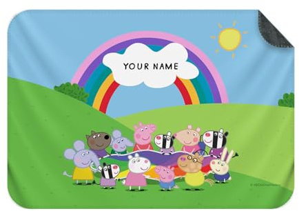 PICANOVA – Peppa Wutz Kuscheldecke mit Name – Personalisierte Fleece Decke für Kinder – Premiumqualität Fleecedecke Kinder – Laying On Their Back – 150x100cm