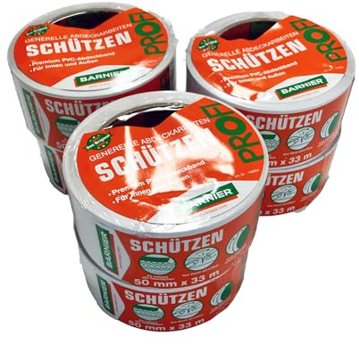 Handelskönig Putzerband Universalband weiß, PVC-Klebeband für Beton & Gips | 2 Bandbreiten 30 & 50 mm, 2er bis 36er Gebinde, 0°C bis +70°C, sehr hohe Klebekraft