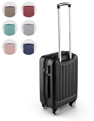 Easy Move ABS Hartschalenkoffer - Ergonomisch & Sicher - Kleiner Trolley Koffer mit 360° Rädern, Zahlen-Schloss - Rollkoffer, Reisekoffer Klein (Schwarz, 54cm)