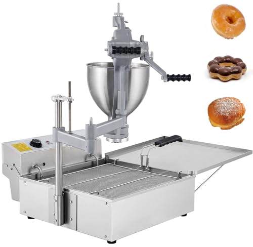 KDOQ 3000W Commercial Mini Donut Maker, 9L Capacity, 3 Donut Moulds, Adjustable Thickness, Stainless Steel