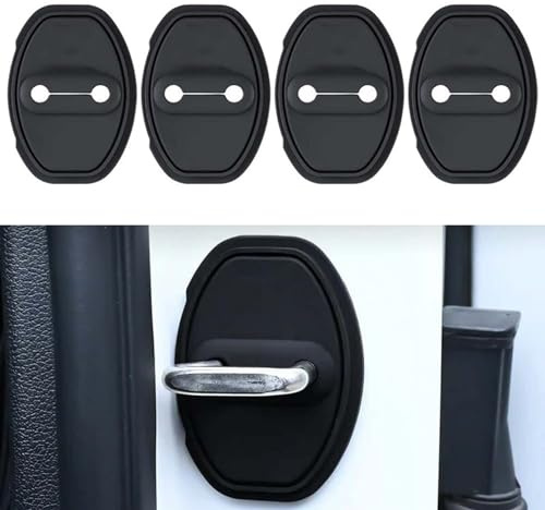 4 Stück Schutz für Türverriegelung, Silikon Türschloss Schutzabdeckung, Protector für Auto Dekor (Schwarz)