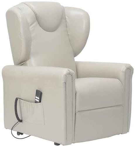 Sime LV-P2 relaxsessel elektrisch Vertikal, 2 Motoren, unabhängig verstellbare Rückenlehne, Fußbrett 2 Räder Bergere Sitzhöhe 10 cm verstellbar Leder elektrische aufstehhilfe seniorensessel Beige