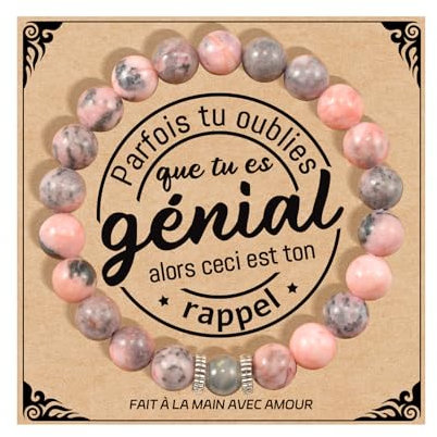 Lueaurra Bracelet Pierres Naturelles - Cadeau pour Femme, Ado, Maman, Sœur, Amie - Rosa