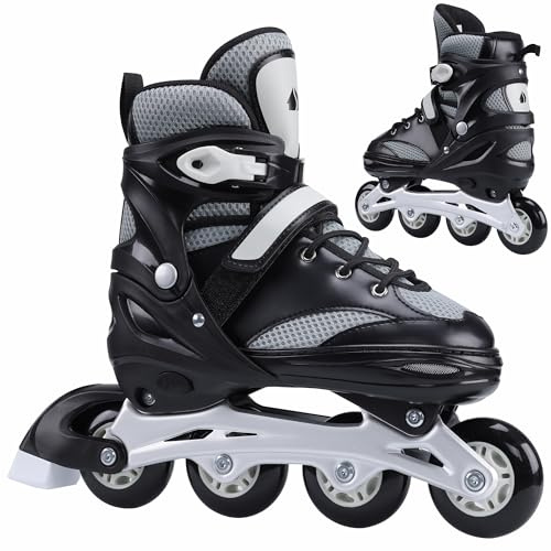 Navaris Paire de Roller - Patins à roulettes en Ligne Tailles Ajustables - Patins avec Roues alignées pour Filles garçons Hommes et Femmes