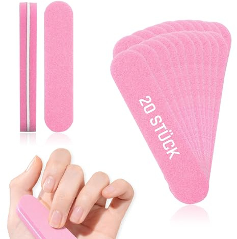 Bufferfeile Mini 100/180 Grit 20 Stück, Kompakte Schleiffeile für Nägel, Zum Anrauen des Naturnagels & Glätten von Modellagen, Ergonomisch geformt & langlebig, Made in Germany, Lynis-Nailshop.de