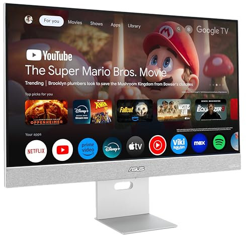 ASUS ZenScreen Smart MS27UC - 27Zoll 4K UHD Monitor - GoogleTV, 5-Watt Speaker, Miracast und Chromecast, DisplayHDR 400 - IPS Panel, 16:9, 3840x2160, HDMI, USB-C mit 90W PD, ergonomisch, Fernbedienung