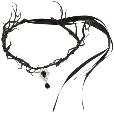 Healeved Gothic Floral Headband Für Damen Handgefertigte Elfenkrone Aus Schwarzen Blumen Für Halloween Cosplay Und Karneval Faltbar Hochwertiger Kopfschmuck