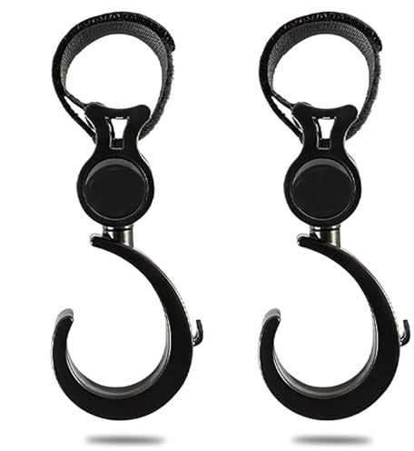 Ganci per passeggino – Ganci girevoli a 360 gradi per appendere borse | 2 clip per passeggino clip per passeggino per borse per pannolini e shopping, ganci per passeggino per borse per pannolini