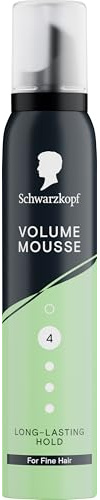 Schwarzkopf Mousse Volume 200ml, Hold Level 4, Hair Mousse for Fine Hair, Volumising Mousse that Prevents Blow-Dry Damage, Non-Sticky, Vegan Formula*