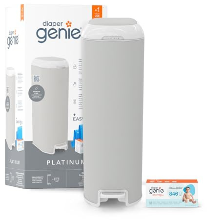 Diaper Genie Diaper Genie Platinum grå blöjbehållare med 1 Easy Roll refill, 18 påsar