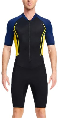YOSUWOAI Costume da bagno da uomo, in neoprene, ad asciugatura rapida, con cerniera frontale, resistente ai raggi UV, per nuotare, elasticizzato, per sport acquatici, surf